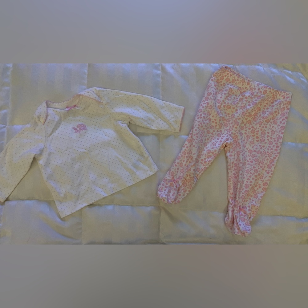 Little Me Pink and White Floral Outfit - size 6 months